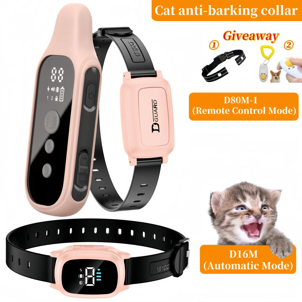 YHLC 800m Cat Anti Meowing Collar, Automatic No Shock Vibration Collar for Cats, Cat Trainer Designed Collar for Stop Meowing