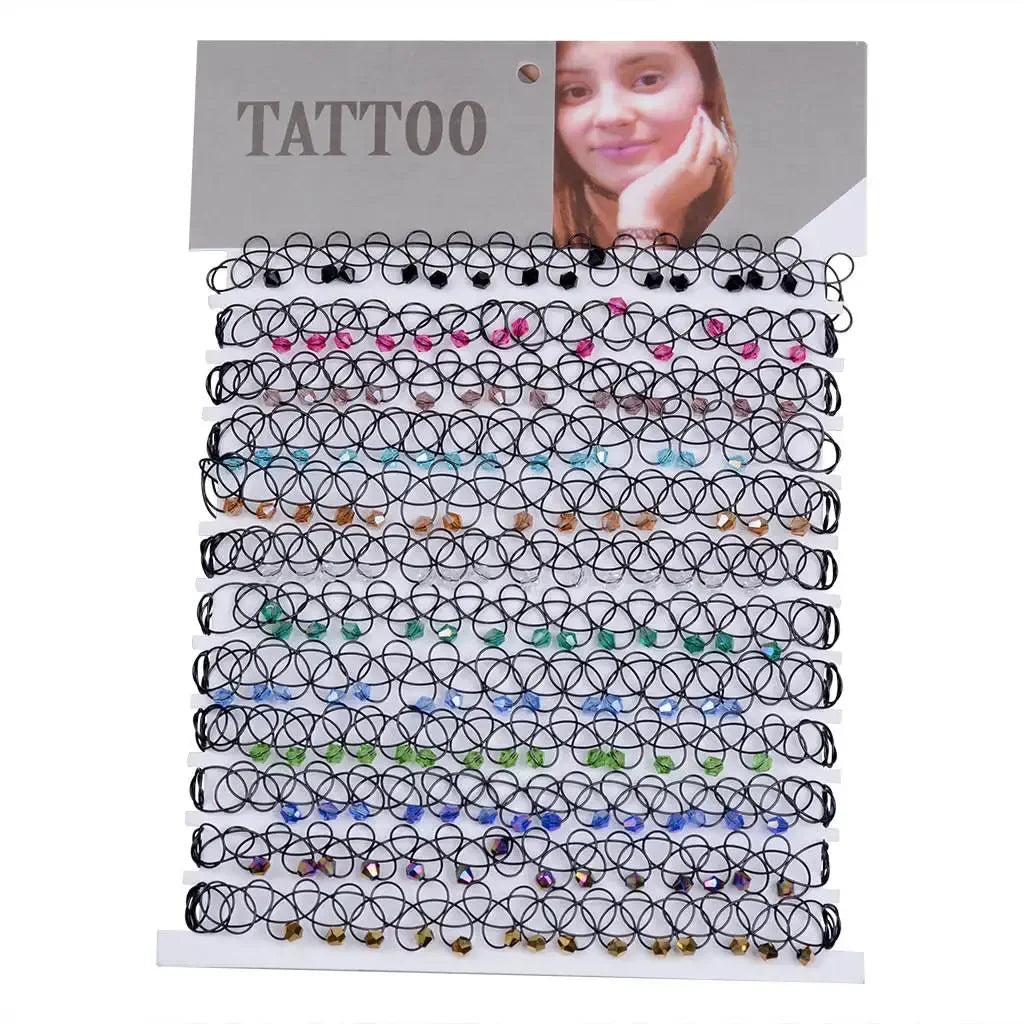 JUCHAO New Collares Vintage Stretch Tattoo Choker Necklaces For Women Girl Charm Gothic Elastic Necklace Female Wedding Gift