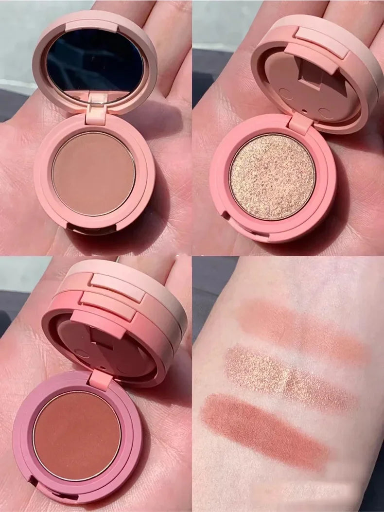 Macaron Three-layer Eyeshadow New Pearlescent Matte Flash Contouring Earth Tone Band Mirror Nose Profile 3-in-1 Makeup Palette