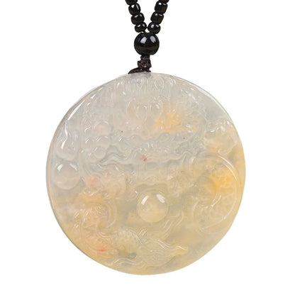 Natural Gold Silk Jade Auspicious Dragon Pendant Exquisite Personality Versatile Male and Female Couples Necklace Jade Pendant