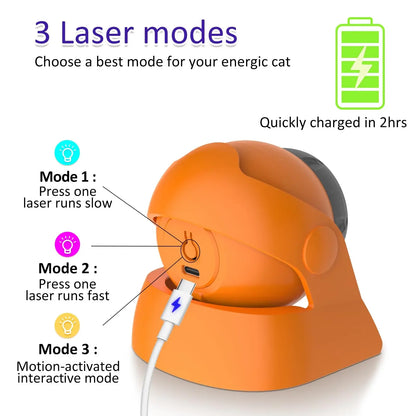Cat Laser Toys Motion Acticated Responsive Interactions, Mix Fast & Slow Laser Game Multi-Angle Adjustable Rechargeable Pet Toys
