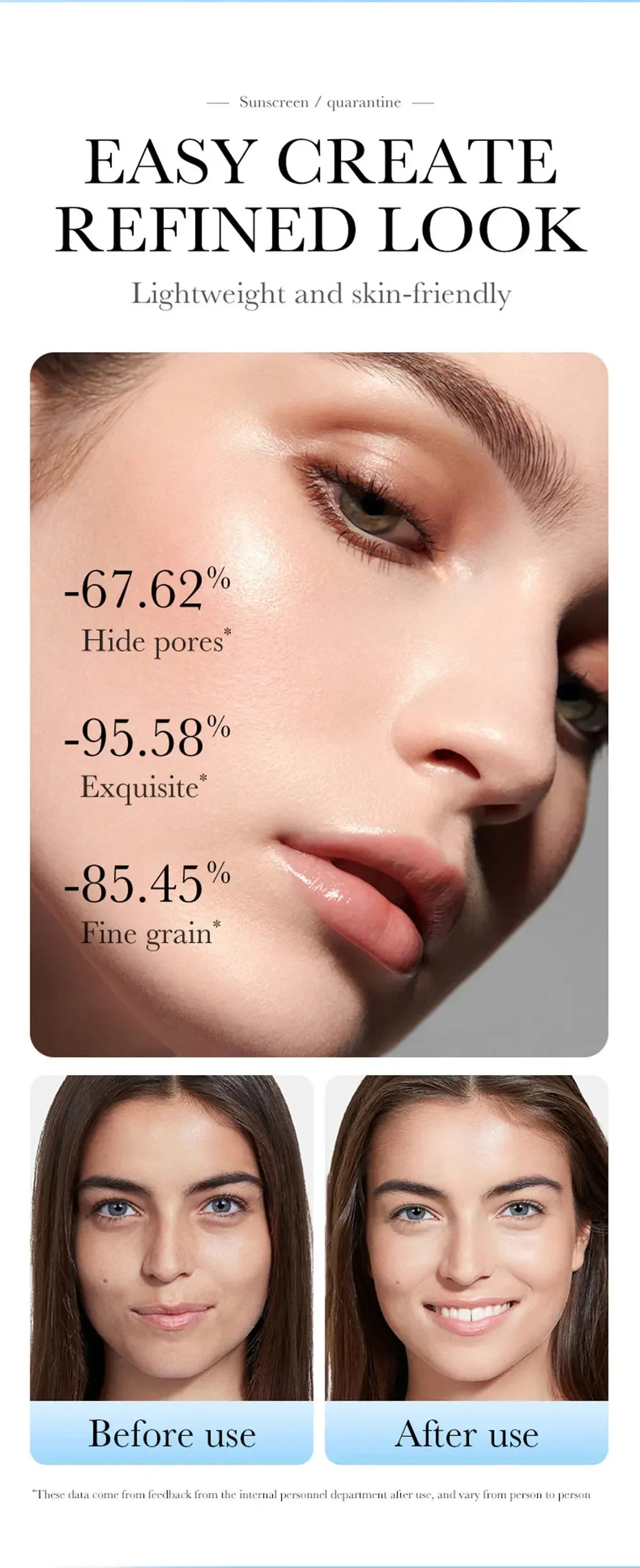 SPF50+ Makeup Primer Moisturizing Isolation Cream Invisible Pores Facial Base Brighten Correcting Skin Tone Refreshing Cosmetics