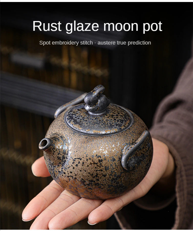 Rust Glazed Tea Pot Ceramic Kung Fu Tea Set Pot Vintage Rough Pottery Yixing Teapots Infuser Teapot Clay Coffeeware Teaware Puer
