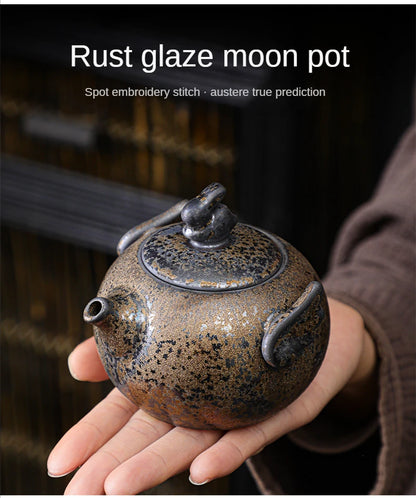 Rust Glazed Tea Pot Ceramic Kung Fu Tea Set Pot Vintage Rough Pottery Yixing Teapots Infuser Teapot Clay Coffeeware Teaware Puer