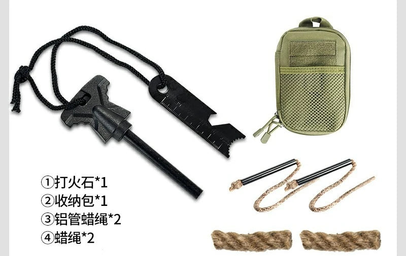 Large Size Flint Lighter Set Wooden Handle Magnesium Stick Outdoor Survival and Rescue Equipment Camping EDC Tool