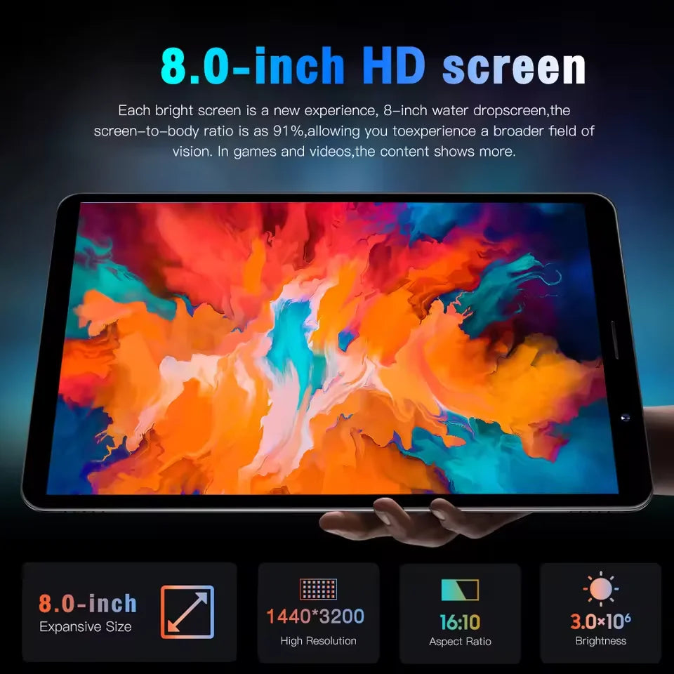 2025 New Tab 14 Tablet Android 12 8 Inch HD 16GB+1TB 8800mAh 5G Dual SIM Bluetooth WiFi GPS Google Play Tables PC Mi Tab