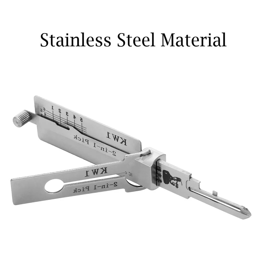 1Pc Silver Locksmith Tools 2 In 1 KW1 Lock Key Precision Hook and Pick Set Maintenance Repair Tool Car Unlocking Engineering