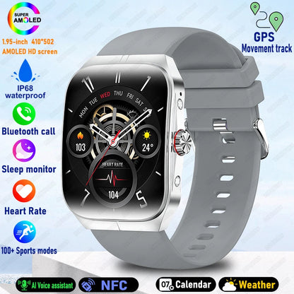 2025 New For OPPO Men Smart Watch Bluetooth Call Sports Watch Heart Rate NFC Waterproof Sports Women Smart Watch For Android iOS