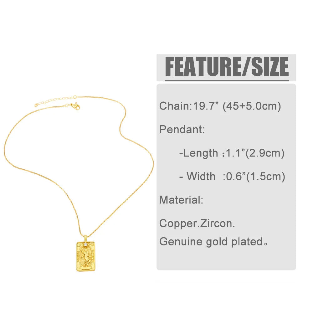 Tarot necklace Creative retro trend rectangular diamond necklace