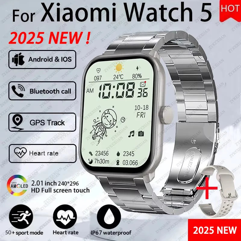 For Xiaomi Watch 5 Smart Watch Men HD AMOLED Display Heart Rate Bluetooth Call GPS Tracking Waterproof Sports Women Smart Watch