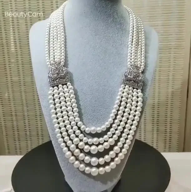 Elegant Crystal Multilayer Long Necklaces for Women Chokers Collier Femme Party Wedding Jewelry