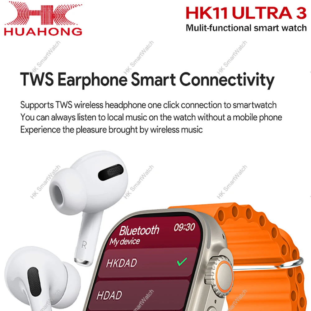 2025 HK11 ULTRA 3 Smartwatch 49mm HD AMOLED 4G ROM Bluetooth Network ChatGPT Call Robot Clock NFC Compass Men Women Smart Watch