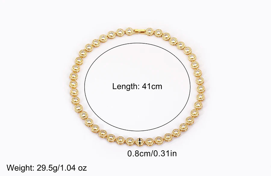 Nidin New Arrival Romantic Heart/Round Shape Shiny Crystal Zircon Chain Necklace For Women Female Valentine's Day Jewelry Gifts