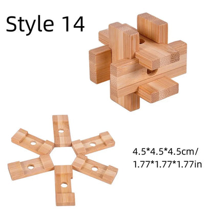 Wooden Kong Ming Lu Ban Lock – 3D IQ Brain Teaser Montessori Puzzle Toy for Kids & Adults