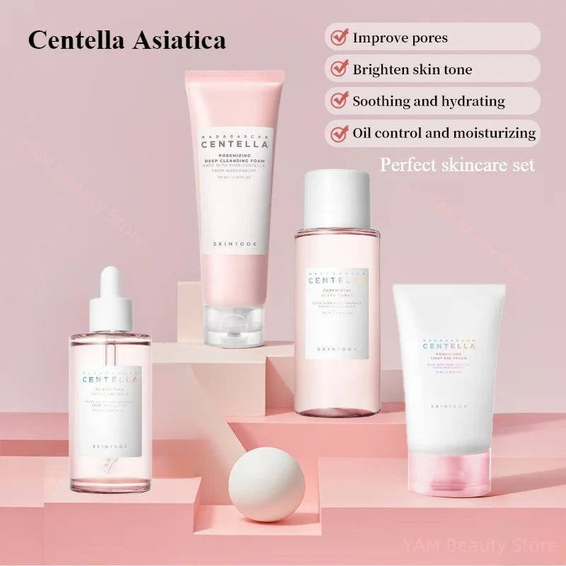 Korean Centella Pink Salt Fresh Ampoule Toner Facial Serum cleanser and Moisturiser Cream Skincare Original Products Full Set