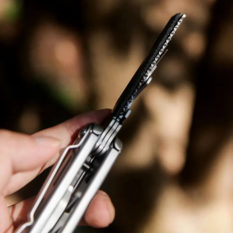 8-in-1 Fordable Pocket Multitool Knife Stainless Steel Multifunctional Saw Scissors Can&Bottle Opener Wire Stripper Glass Breake