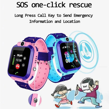 Fashion Q12 Kids Smart Watch IP67 Waterproof SOS Camera Phone 2G SIM Card Voice Call LBS Location Child Clock Smartwatches Gift