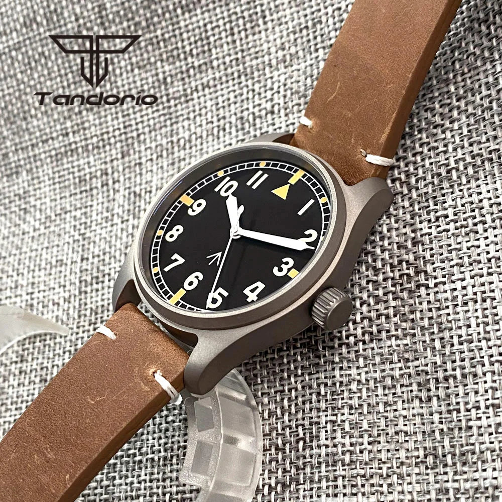 Tandorio Titanium Ultralight Dive 39mm Men's Pilot Watch Automatic Miyota 8215/PT5000 Movt AR Sapphire 20BAR Waterproof Luminous
