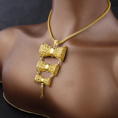 Saudi Arabia 24K Gold Color Jewelry Sets Ethiopia Wedding Necklace Earring Brazilian Arab Bridal Luxury Set Party Gift Two-Piec