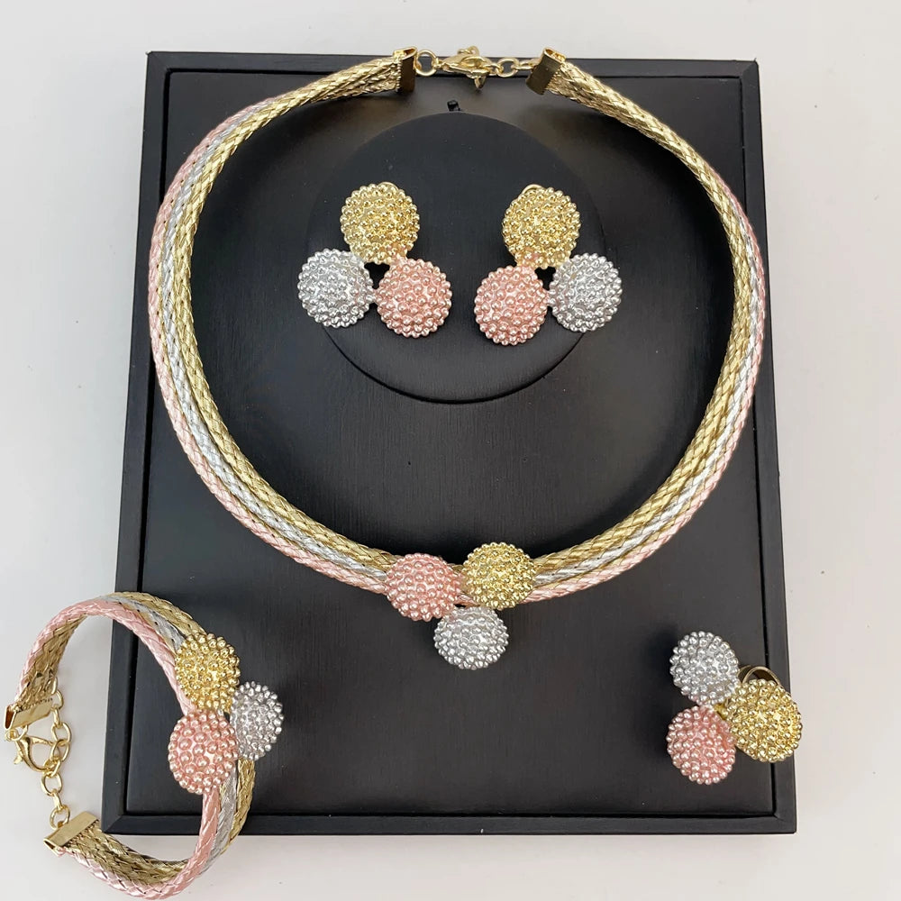 Brazilian Bold Necklace Luxury African Bridal Jewelry Set for Women