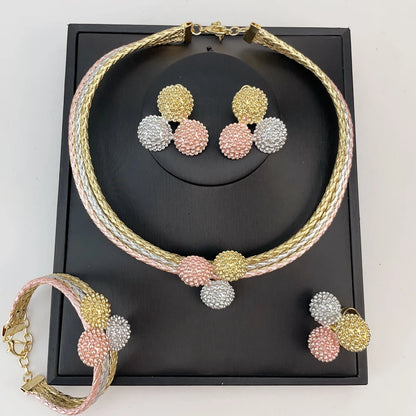 Brazilian Bold Necklace Luxury African Bridal Jewelry Set for Women