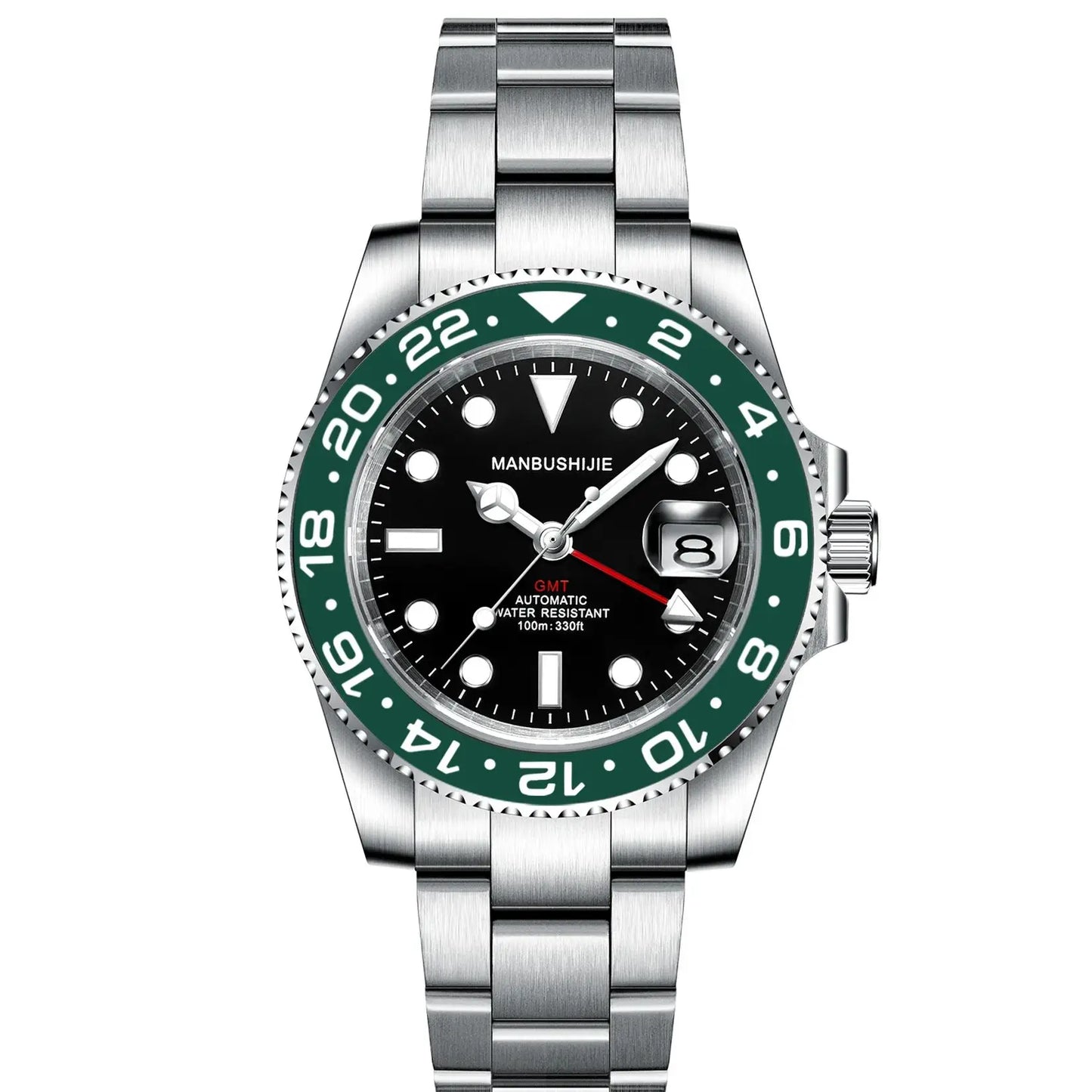 CUSTOM NH34 GMT Stainless Steel Sapphire Glass Watches reloj Waterproof Watch for man Automatic Movement Mechanical Men's Watch