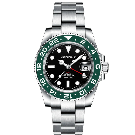 CUSTOM NH34 GMT Stainless Steel Sapphire Glass Watches reloj Waterproof Watch for man Automatic Movement Mechanical Men's Watch