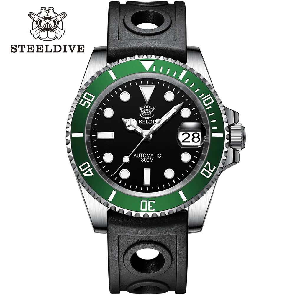 SD1953 STEELDIVE Brand Ceramic Bezel 41mm Steeldive 30ATM Water Resistant NH35 Automatic Mens Dive Watch Reloj with Milled Clasp