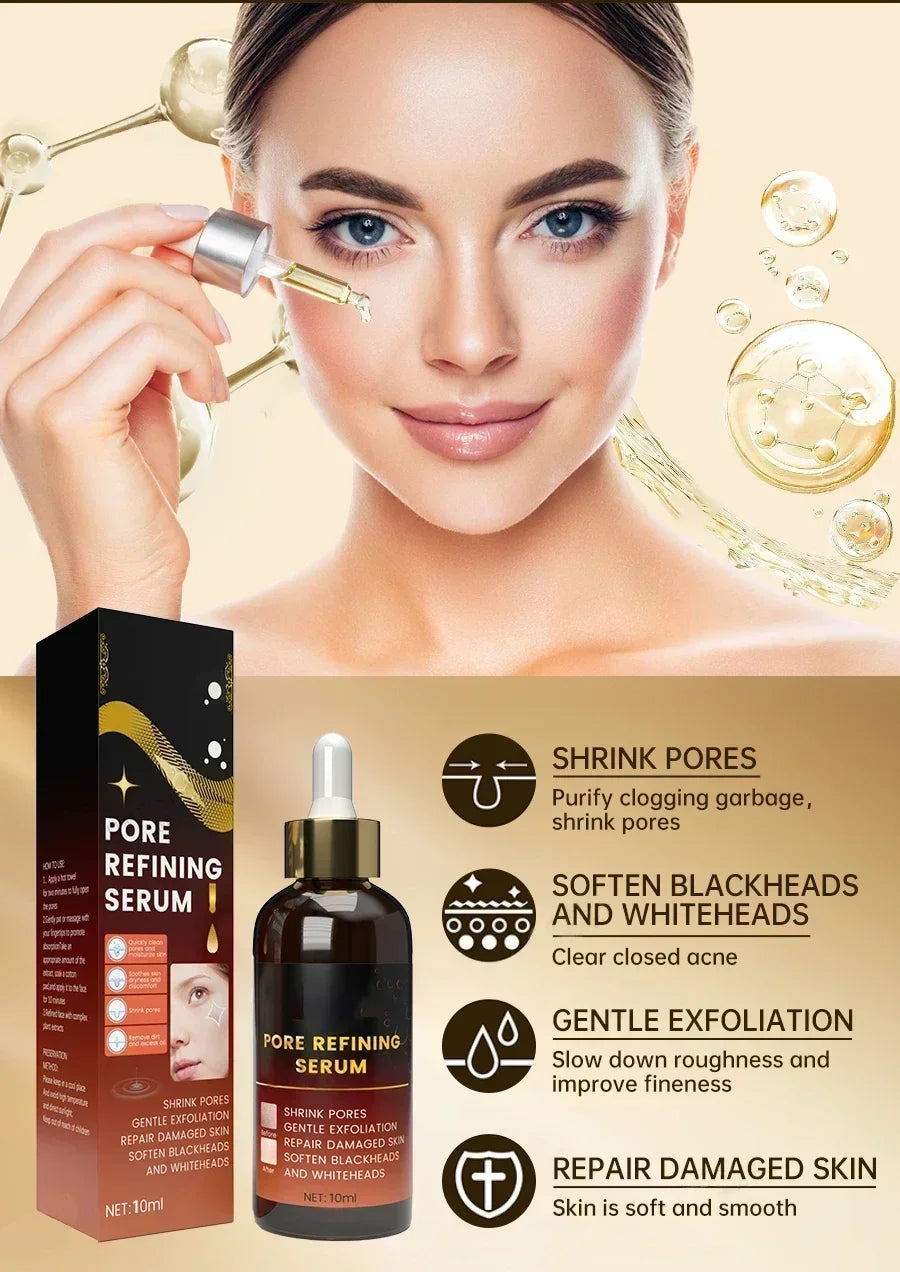 Pore Minimizing Serum Acid Shrink Pores Removing Large Pores Blackheads face Moisturizing Brightning Skin Care Essence Oil