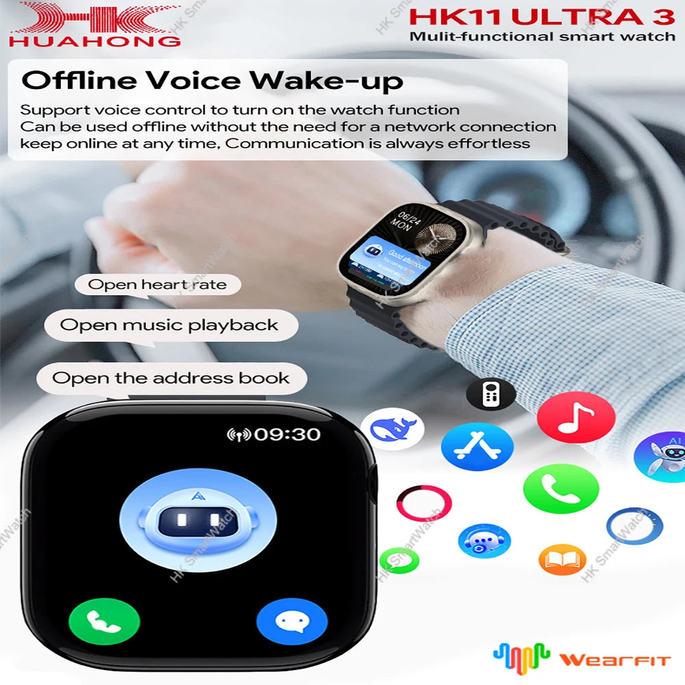 2025 HK11 ULTRA 3 Smartwatch 49mm HD AMOLED 4G ROM Bluetooth Network ChatGPT Call Robot Clock NFC Compass Men Women Smart Watch