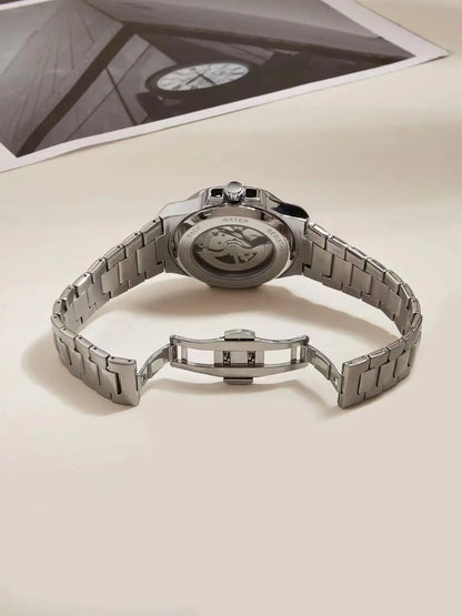 LONGLUX HOT SALE automatic mechanical men watch wholesale no logo waterproof skeleton business  stainless steel gift watch