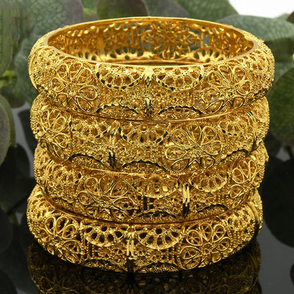 Luxury Dubai 24K Gold Color Bangles For Women Indian African Bracelets Charm Wedding Ethiopian Arabic Hand Jewelry Party Gifts