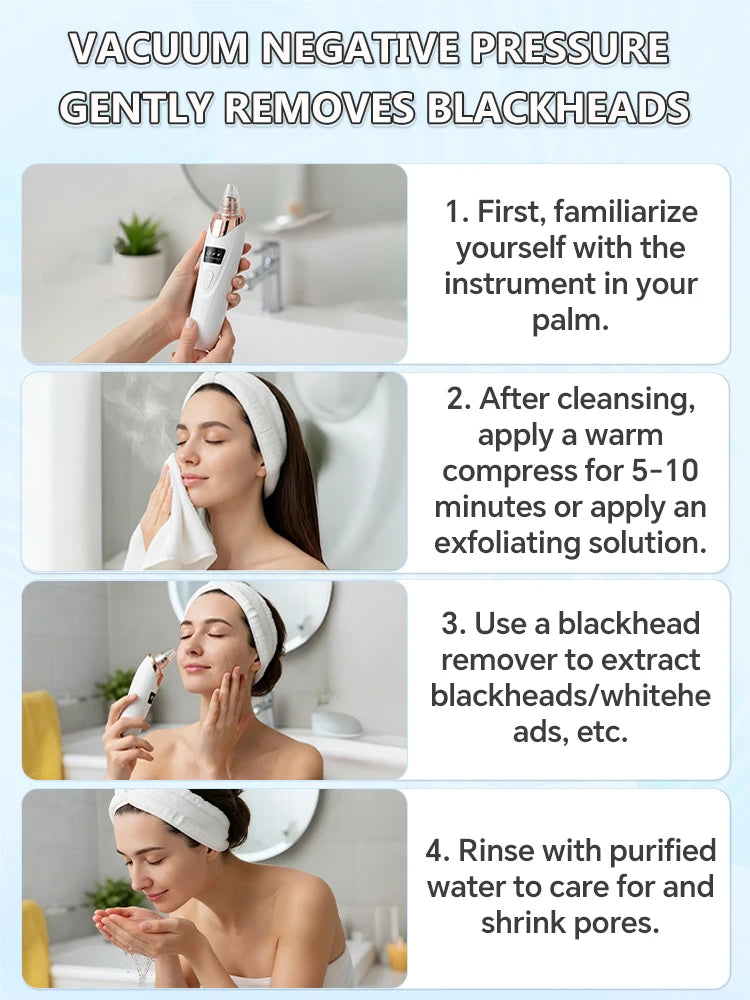 Professional Blackhead Vacuum - Rechargeable Pore Extractor for Blackheads, Oily Skin & Facial Cleansing
