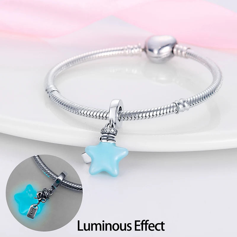 Charms Luminous Firefly Stars Cherry S925 Silver Pendants Beads 3mm DIY Party Christmas Fine Jewelry Making Gifts