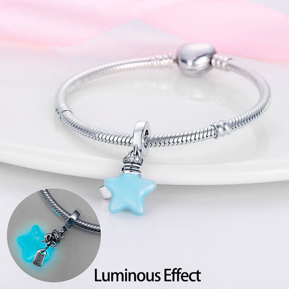 Charms Luminous Firefly Stars Cherry S925 Silver Pendants Beads 3mm DIY Party Christmas Fine Jewelry Making Gifts