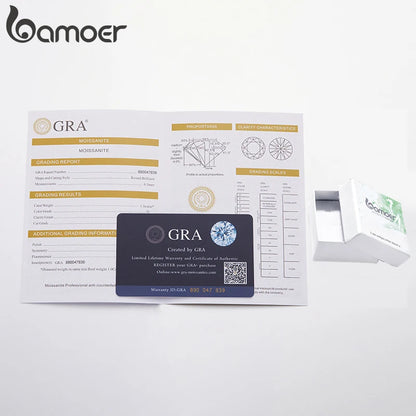 BAMOER 1.1CTTW Round Moissanite Ring for Women, White Gold Plated D Color VVS1 Lab Diamond 925 Sterling Silver Engagement Ring