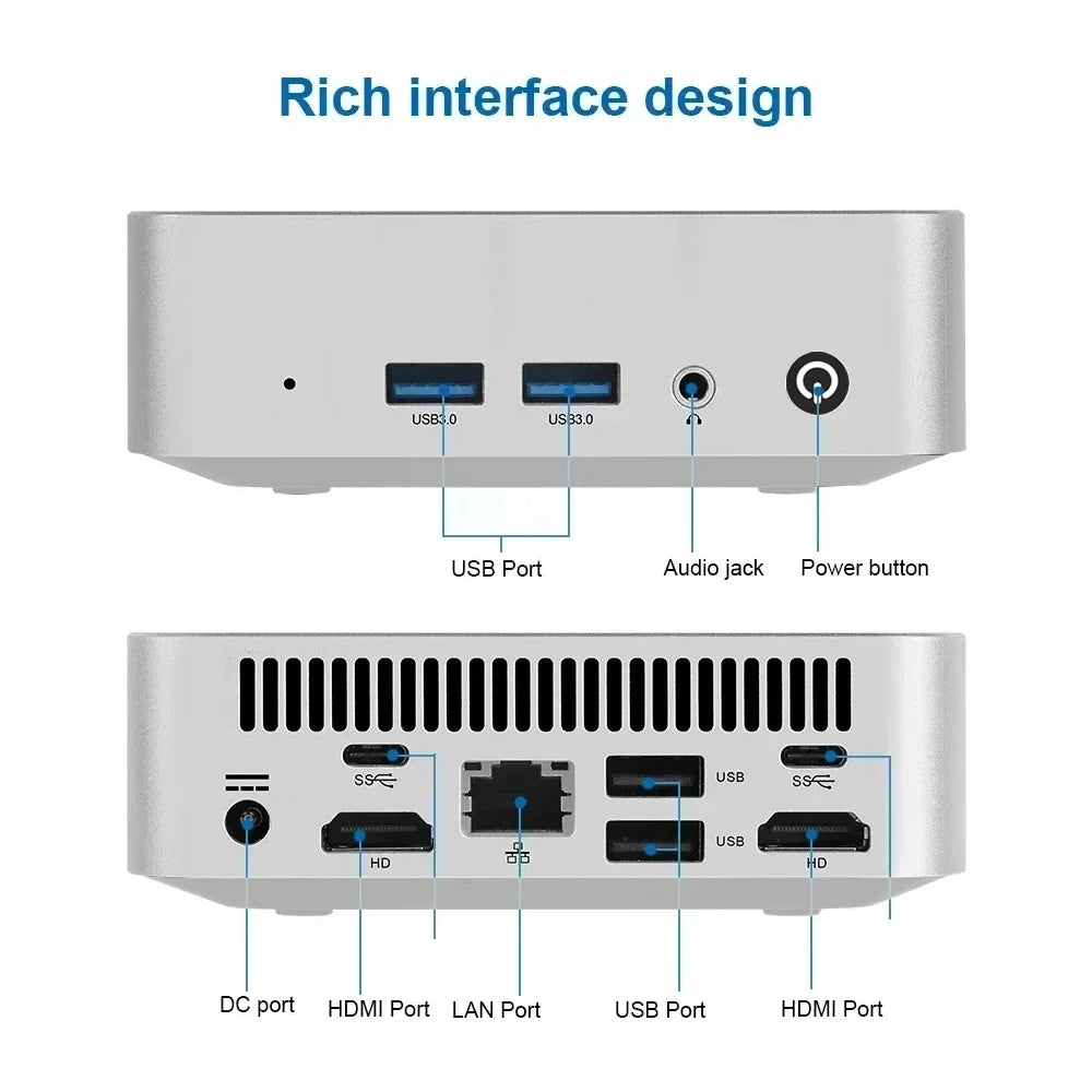 SZBOX W6 Mini PC Intel N3700 Windows 10 SO-DIMM RAM 8GB 128GB SSD RJ45 1000M LAN M.2 SATA3*2 Office Desktop Gaming Computer