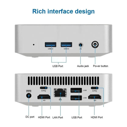 SZBOX W6 Mini PC Intel N3700 Windows 10 SO-DIMM RAM 8GB 128GB SSD RJ45 1000M LAN M.2 SATA3*2 Office Desktop Gaming Computer