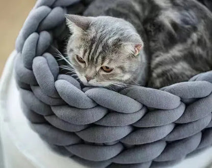 Weave Pet Nest Thick Line Dog Kennel Diameter 30-60cm Warm Detachable Washable Round Cat Bed Four Seasons Available Pet Supplies