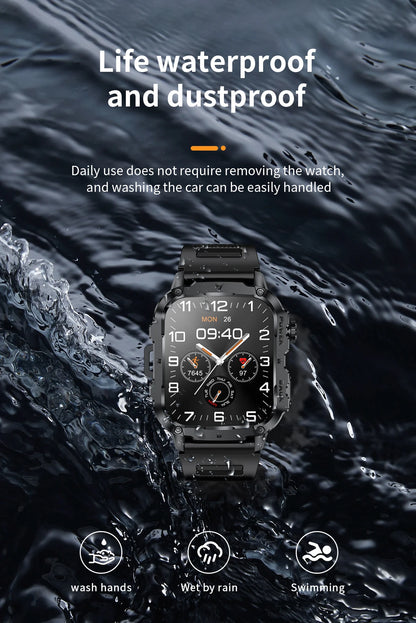 LIGE 2025 Rugged Military Smart Watch Men Outdoor Watches lP68 Waterproof 1.95" Al Voice BT Call Man Smartwatch For Android IOS