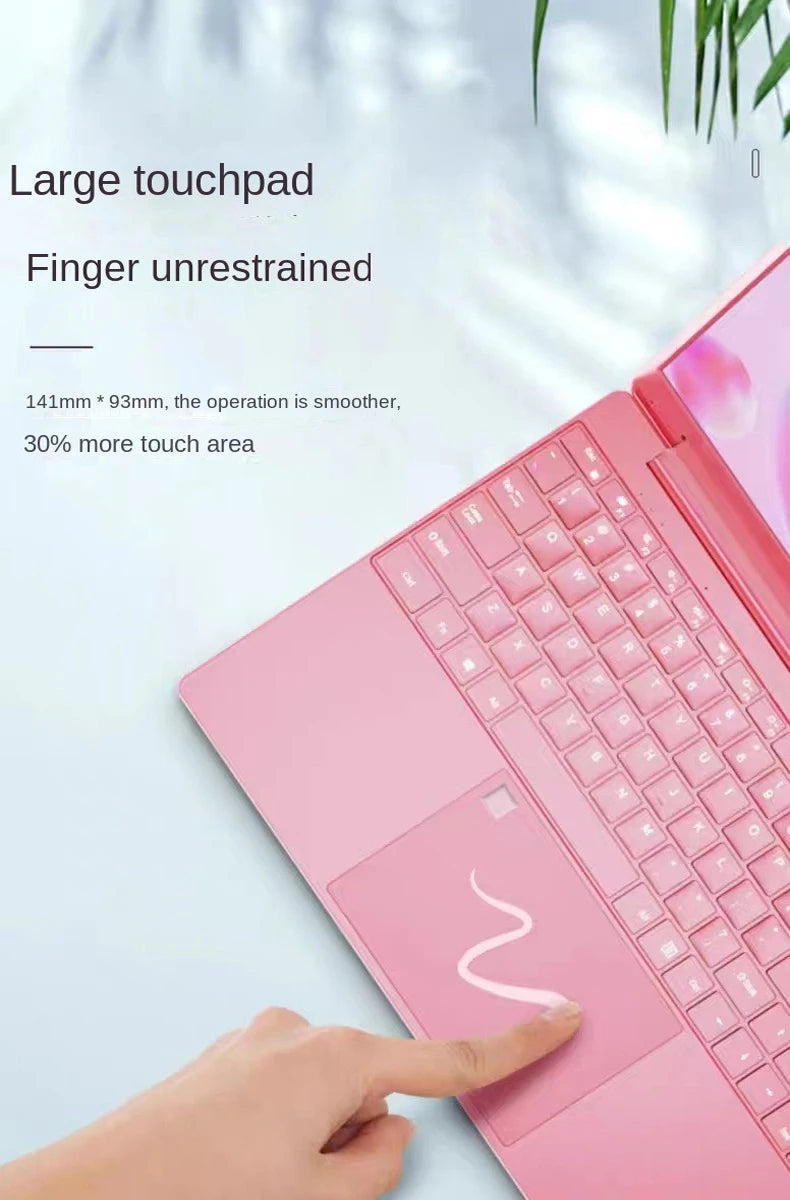 2025 Pink Laptop Windows 11 Office Education Gaming Notebook 15.6“11th Gen Intel Celeron N5095 16G RAM 1T Dual WiFi Narrow Side