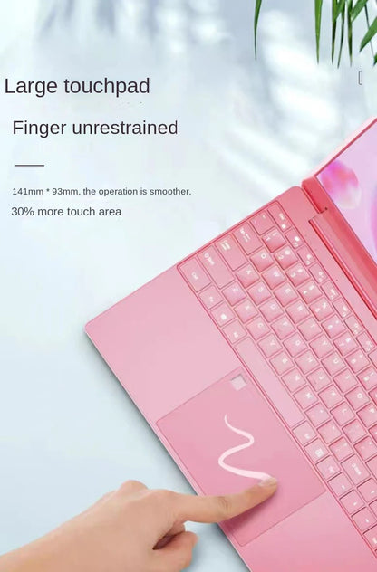 2025 Pink Laptop Windows 11 Office Education Gaming Notebook 15.6“11th Gen Intel Celeron N5095 16G RAM 1T Dual WiFi Narrow Side