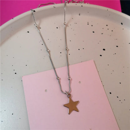 Gothic Punk Bow Heart Sun Star Moon Pendant Snake Chain Necklace Men Women Hip Hop Vintage Y2K EMO Grunge Jewelry Accessories