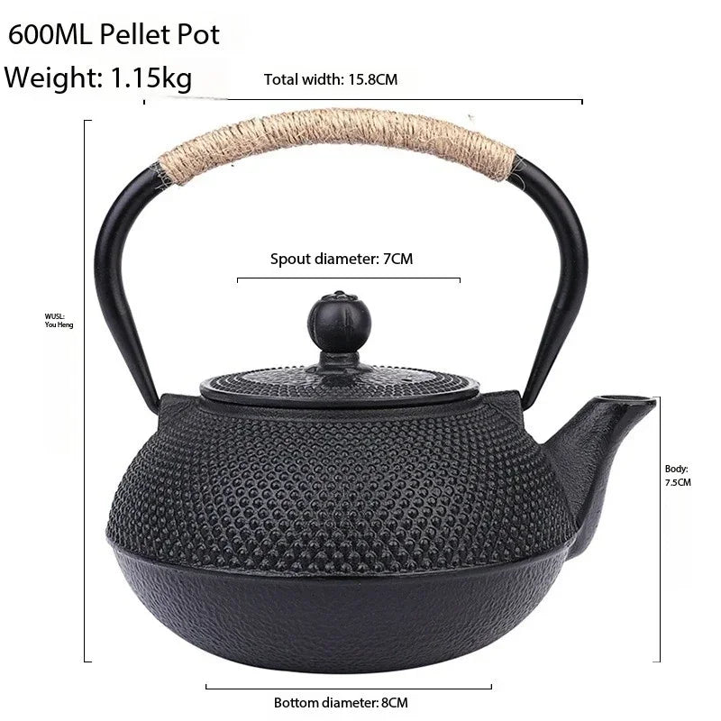 Iron Teapot Handmade Antique Cast Japanese Style Tea Kettle for Boiling Water Accessory Set Charcoal Stove Kitchen Teaware Set