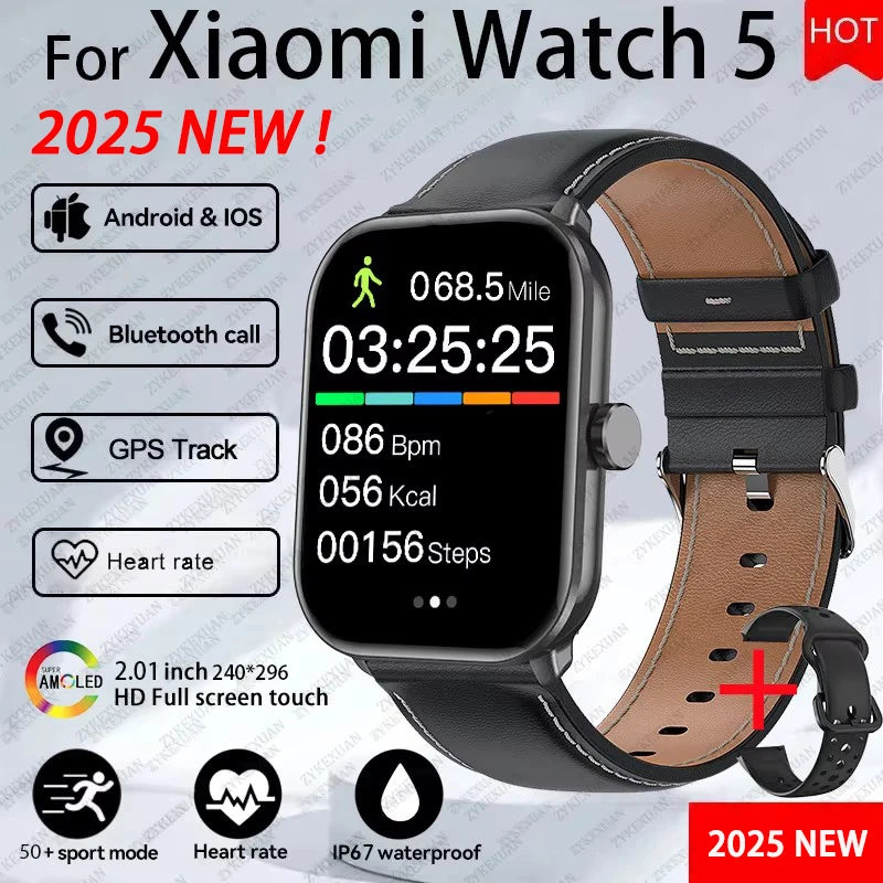 For Xiaomi Watch 5 Smart Watch Men HD AMOLED Display Heart Rate Bluetooth Call GPS Tracking Waterproof Sports Women Smart Watch