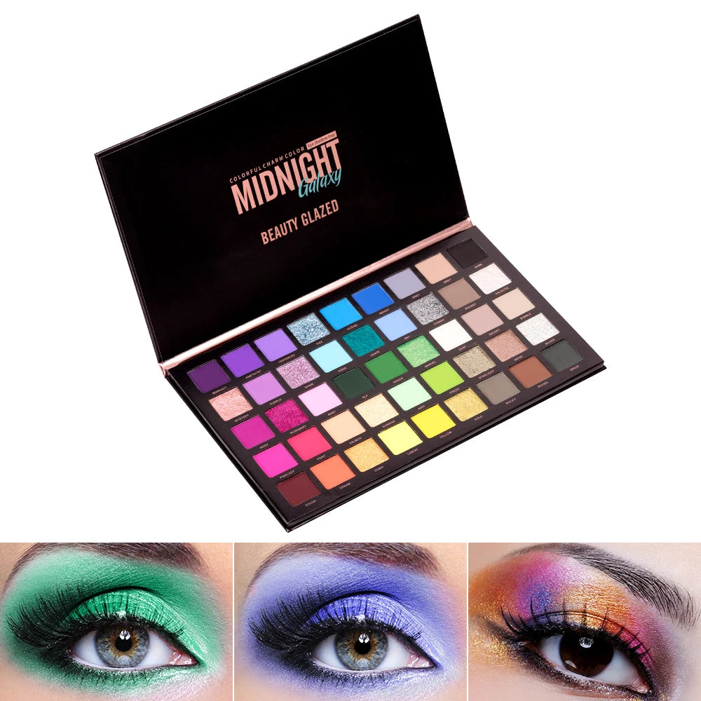 45 Color Eyeshadow Palette, Neon Glitter Matte Eyeshadow Natural Nude,Highly Pigmented Nude Warm Color Tone,Colorful Makeup