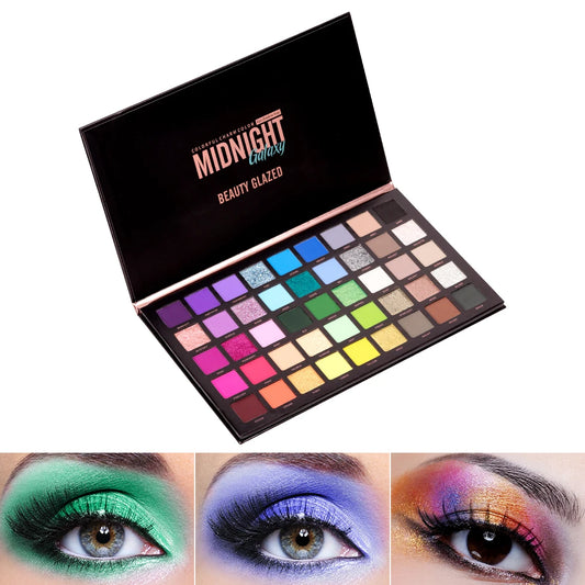45 Color Eyeshadow Palette, Neon Glitter Matte Eyeshadow Natural Nude,Highly Pigmented Nude Warm Color Tone,Colorful Makeup