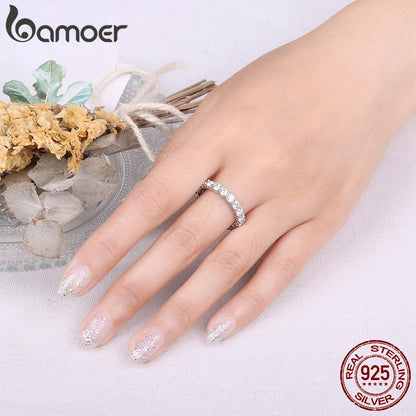 BAMOER Moissanite Ring Full Eternity Band for Women 925 Sterling Silver Diamond Wedding Engagement Ring