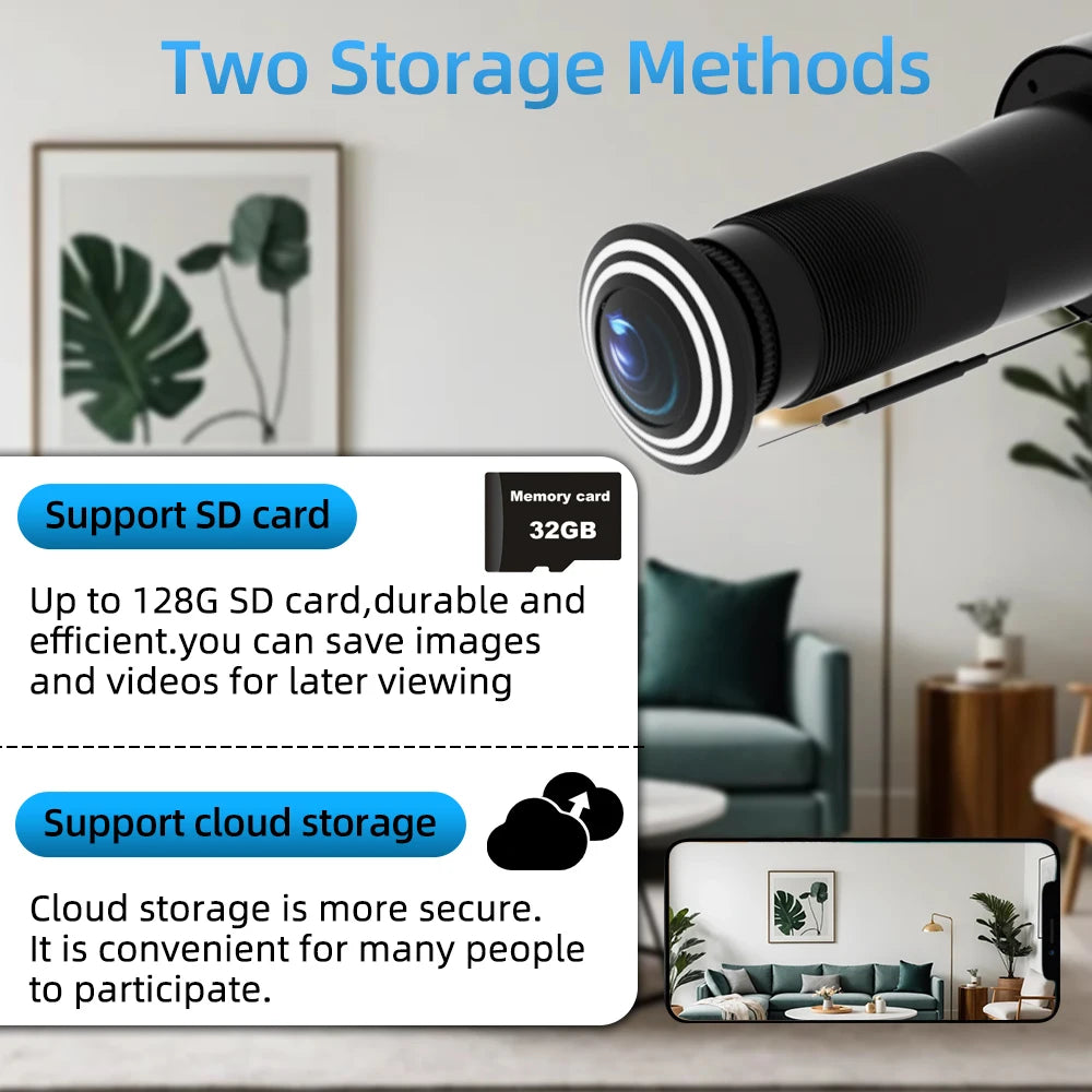 ICSEE 3MP HD Peephole WiFi Camera 170° Wide-angle Door Viewer Motion Detection Smart Home Security Wireless Cat-eye Auto Record