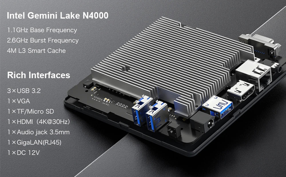 MLLSE Mini PC M2 Air Intel Gemini Lake N4000 Intel J3710 6GB RAM 128GB ROM Dual-Band WiFi Bluetooth USB Mini Computer